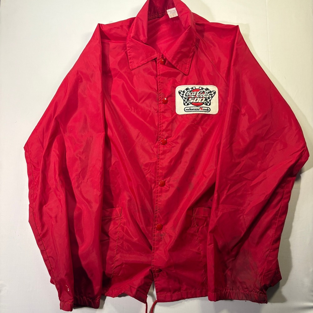 Vintage Coca-Cola 500 Radiator 96 Rock Red Nylon Windbreaker Jacket Mens Medium